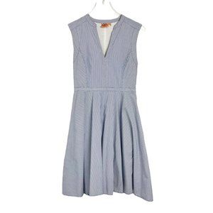 Tory Burch Blue and White Striped Mini Dress